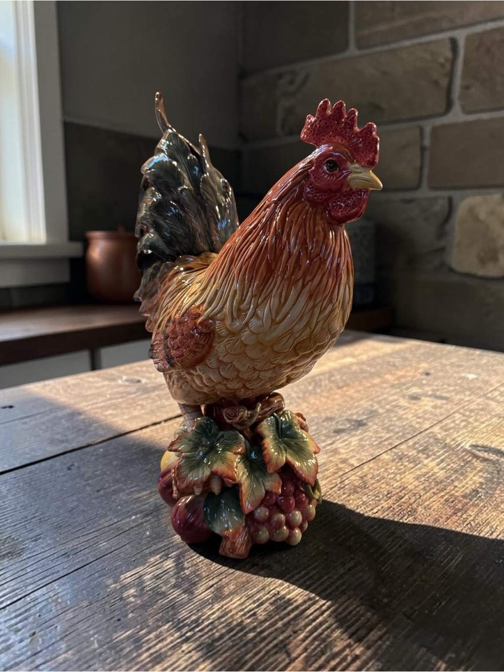 Fitz and Floyd Country Gourmet Rooster Figurine Centerpiece 17" Large Ceramic